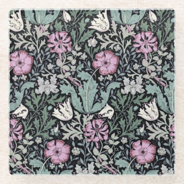 William Morris Poppy Botanical Victorian Wallpaper Glasuntersetzer (Vorderseite)