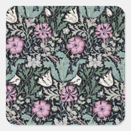 William Morris Poppy Botanical Victorian Wallpaper Quadratischer Aufkleber