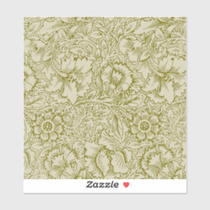 William Morris Poppy Classic Floral Green Aufkleber