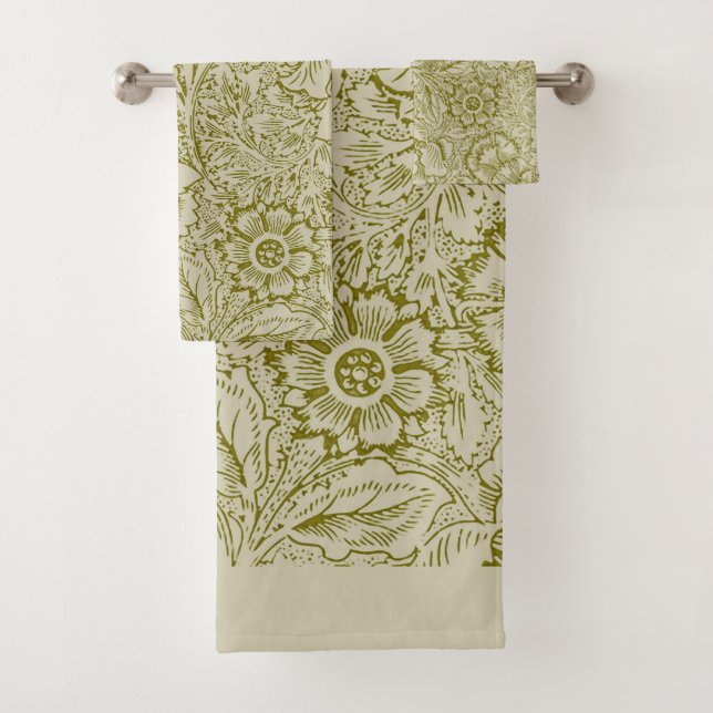 William Morris Poppy Classic Floral Green Badhandtuch Set (Insitu)