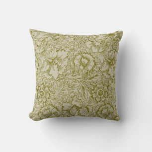 William Morris Poppy Classic Floral Green Kissen