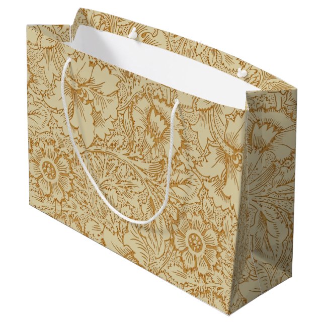 William Morris Poppy Floral Wallpaper Große Geschenktüte (Rückseite Schrägansicht)