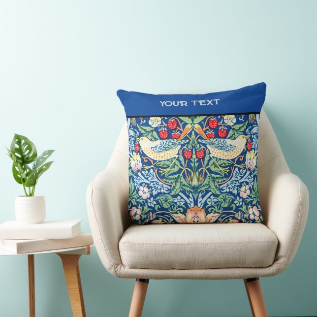 William Morris' Print: Strawberry Thief, Blau Kissen (Stuhl )