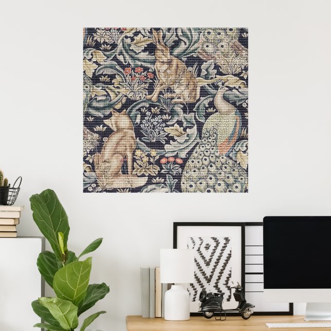 William Morris Rabbit, Peacock und Fox Poster (Heimbüro)