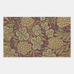 William Morris Reben-Traube Rot Grün Kunst Rechteckiger Aufkleber