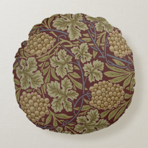 William Morris Reben-Traube Rot Grün Kunst Rundes Kissen