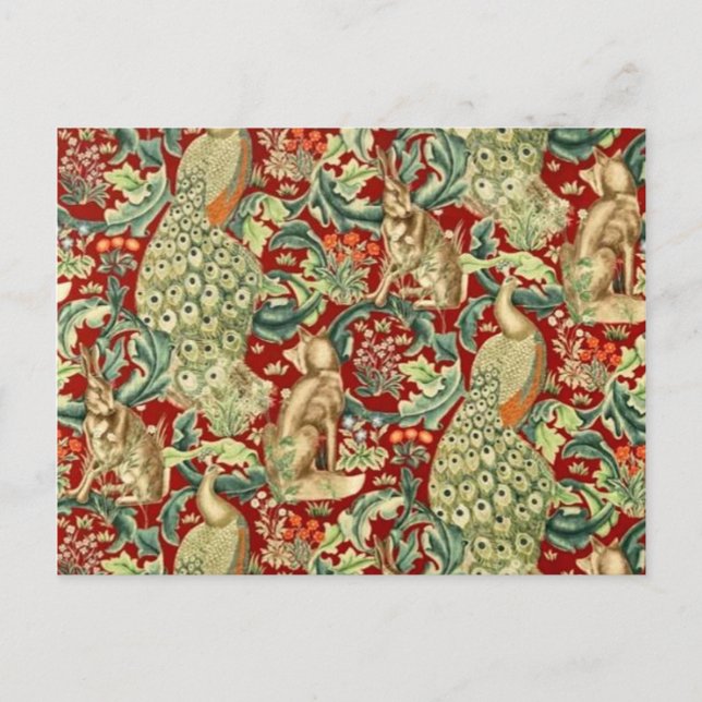 William Morris Red Pattern Forest Postkarte (Vorderseite)