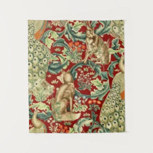 William Morris Red Pattern Forest Wandteppich
