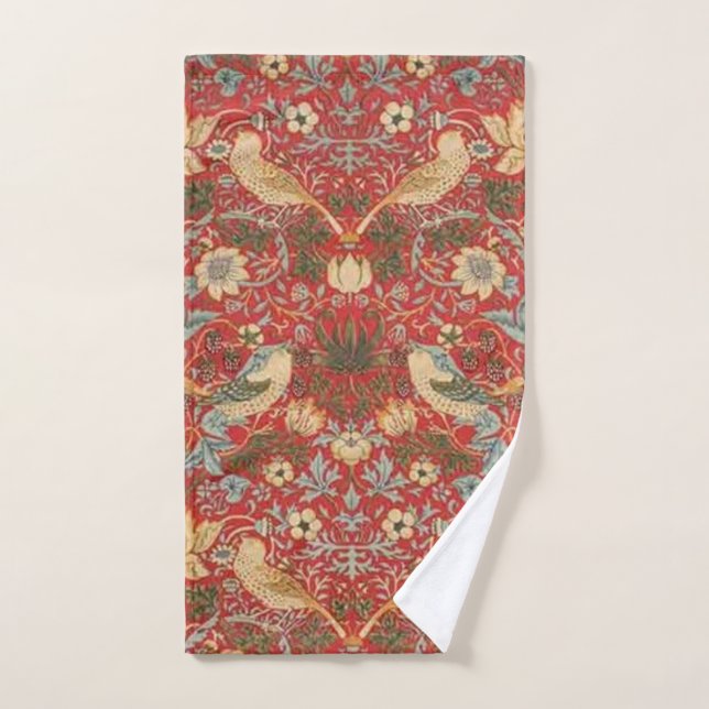 William Morris Red Strawberry Thief (Serviette à main)