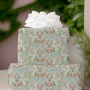 William Morris Remix Green Red Persian Floral Geschenkpapier