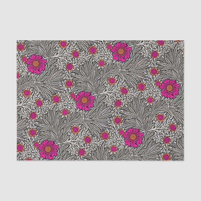 William Morris-Ringelblume, Graues/Grau und Weiß Seidenpapier (Vorderseite)