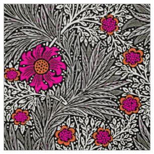 William Morris-Ringelblume, Graues/Grau und Weiß Stoff