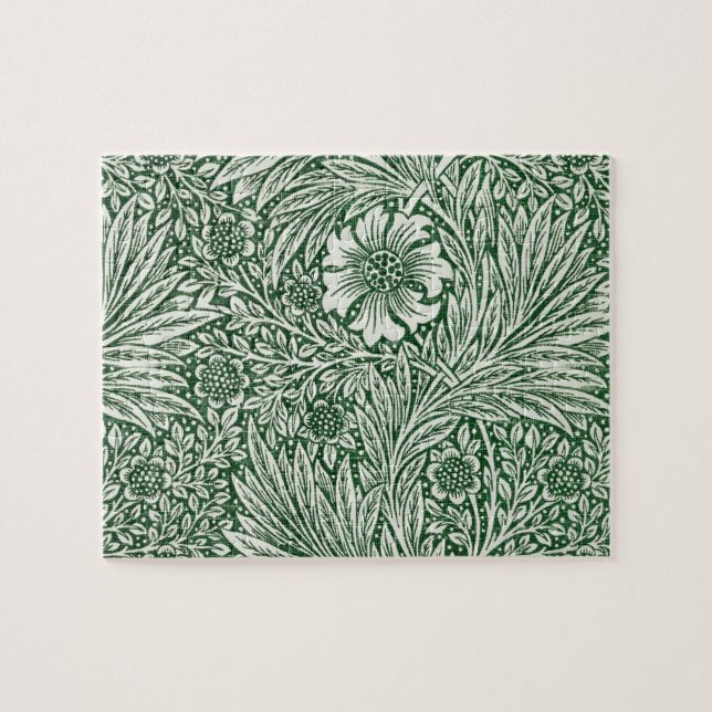 William Morris Ringelblume grün floral Blume (Horizontal)