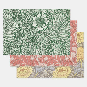 William Morris Ringelblume grün floral Blume Geschenkpapier Set