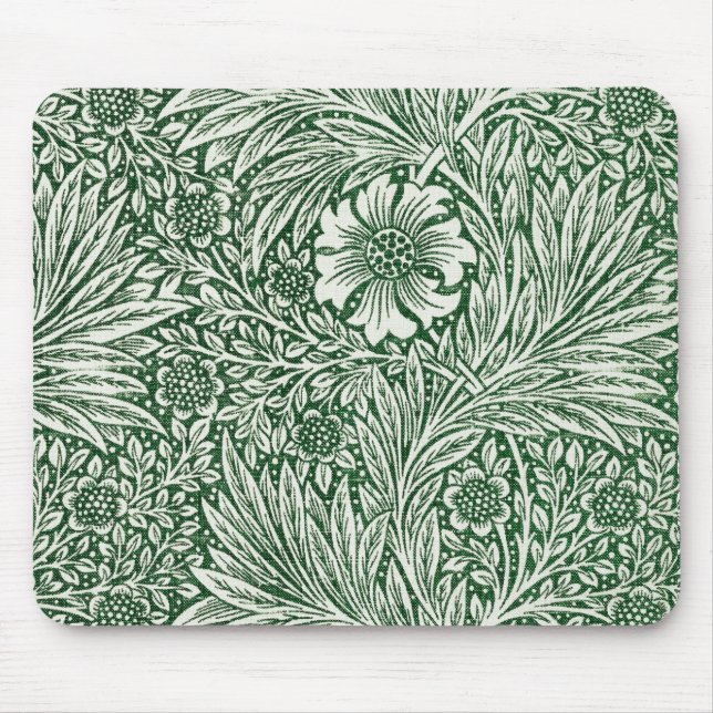 William Morris Ringelblume grün floral Blume Mousepad (Vorne)