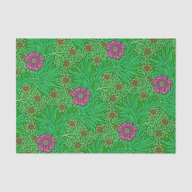 William Morris-Ringelblume, Smaragdgrün u. Fuchsie Seidenpapier (Vorderseite)