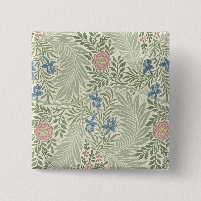 William Morris Rittersporn-Blumen-Wallpaper Button (Vorderseite)