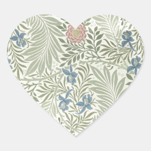 William Morris Rittersporn-Blumen-Wallpaper Herz-Aufkleber