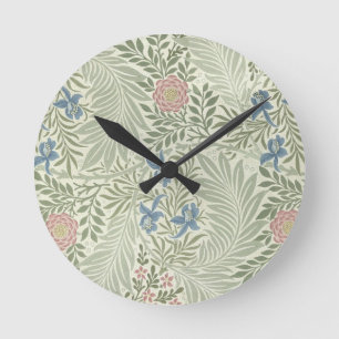 William Morris Rittersporn-Blumen-Wallpaper Runde Wanduhr