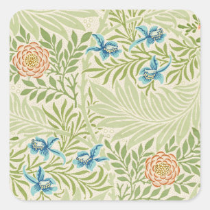 William Morris Rittersporn-Blumenmuster Quadratischer Aufkleber
