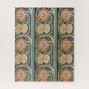 William Morris Rosa Florale Seidenstickerei Antik