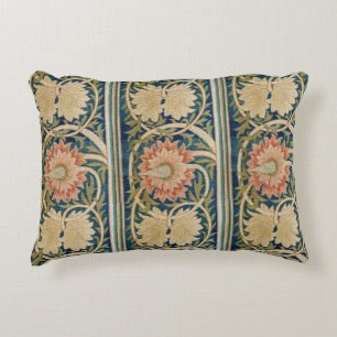 William Morris Rosa Florale Seidenstickerei Antik Dekokissen