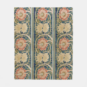 William Morris Rosa Florale Seidenstickerei Antik Fleecedecke