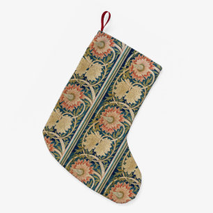 William Morris Rosa Florale Seidenstickerei Antik Kleiner Weihnachtsstrumpf