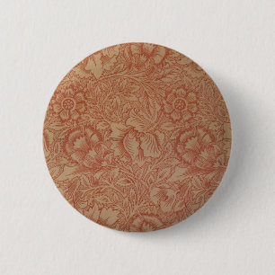 William Morris Rosa Mohnblumen-Blumenmuster Button