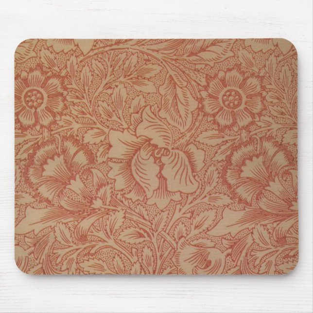 William Morris Rosa Mohnblumen-Blumenmuster Mousepad (Vorne)