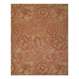 William Morris Rosa Mohnblumen-Blumenmuster Poster