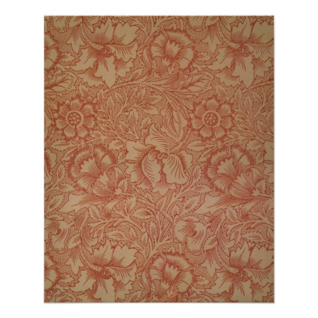 William Morris Rosa Mohnblumen-Blumenmuster Poster (Vorderseite)