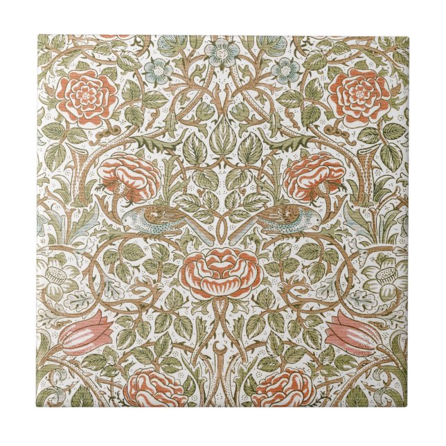 William Morris Rose Fliese (Vorderseite)
