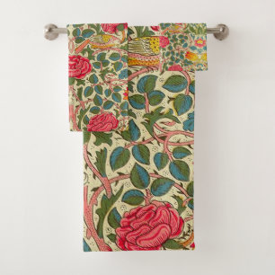 William Morris Rose Floral Chintz Pink Badhandtuch Set