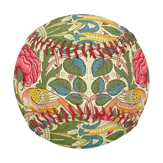 William Morris Rose Floral Chintz Pink Baseball (Vorderseite)