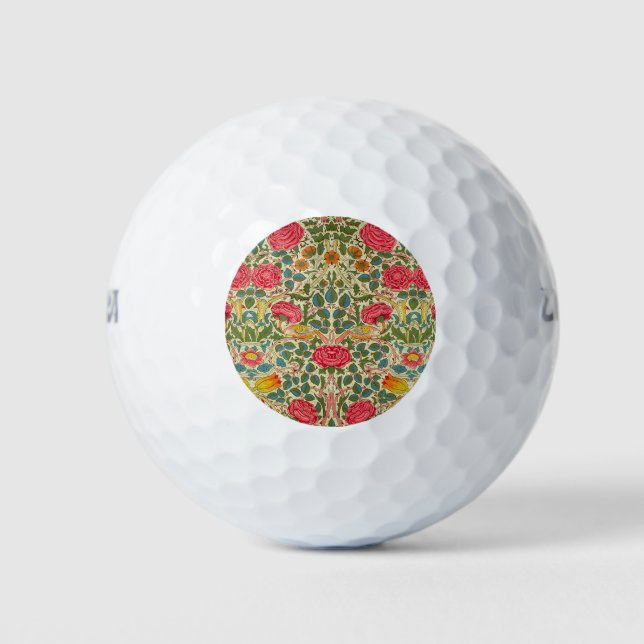 William Morris Rose Floral Chintz Pink Golfball (Vorderseite)