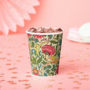 William Morris Rose Floral Chintz Pink Pappbecher