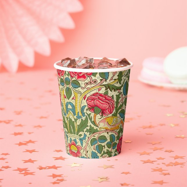 William Morris Rose Floral Chintz Pink Pappbecher (Insitu)