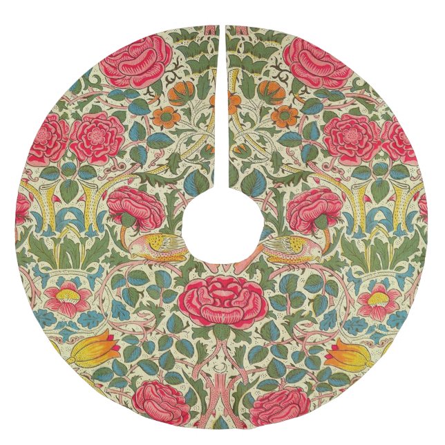 William Morris Rose Floral Chintz Pink Polyester Weihnachtsbaumdecke (Vorderseite)