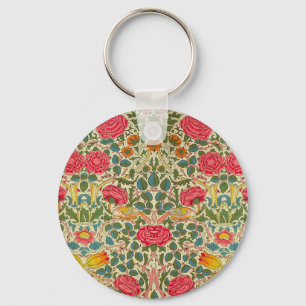 William Morris Rose Floral Chintz Pink Schlüsselanhänger