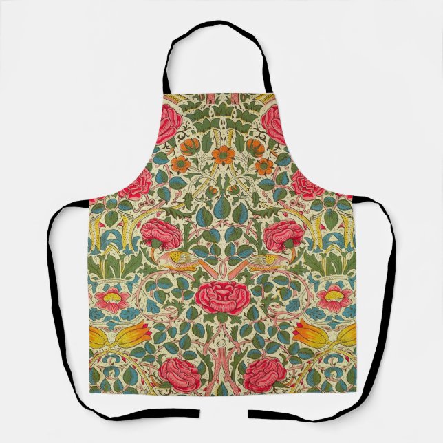 William Morris Rose Floral Chintz Pink Schürze (Vorderseite)