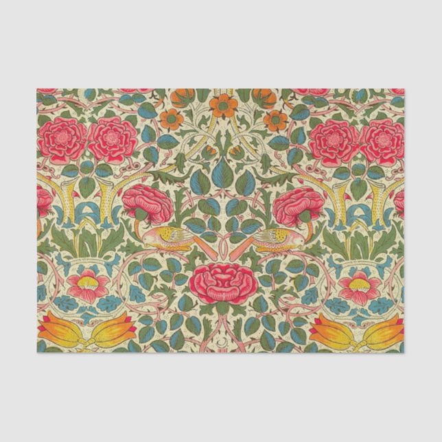 William Morris Rose Floral Chintz Pink Seidenpapier (Vorderseite)