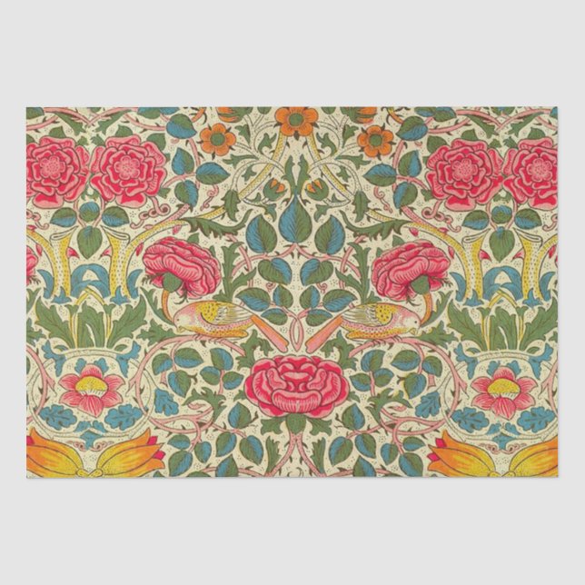 William Morris Rose Floral Chintz Pink Seidenpapier (Vorderseite)