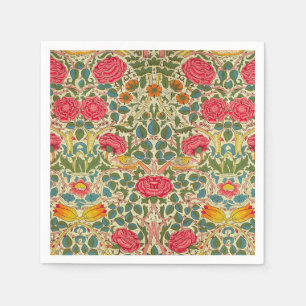 William Morris Rose Floral Chintz Pink Serviette