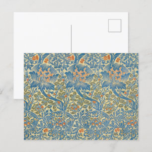 William Morris Rose & Thistle Floral Blue Postkarte