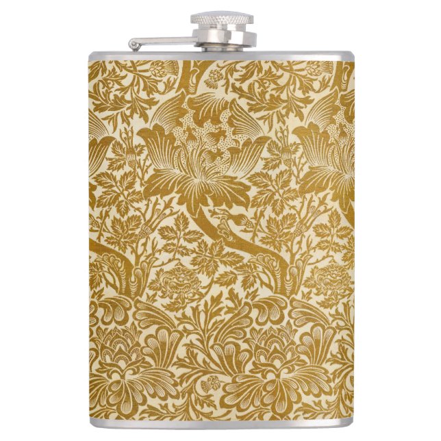 William Morris Rose & Thistle Floral Golden Flachmann (Vorderseite)