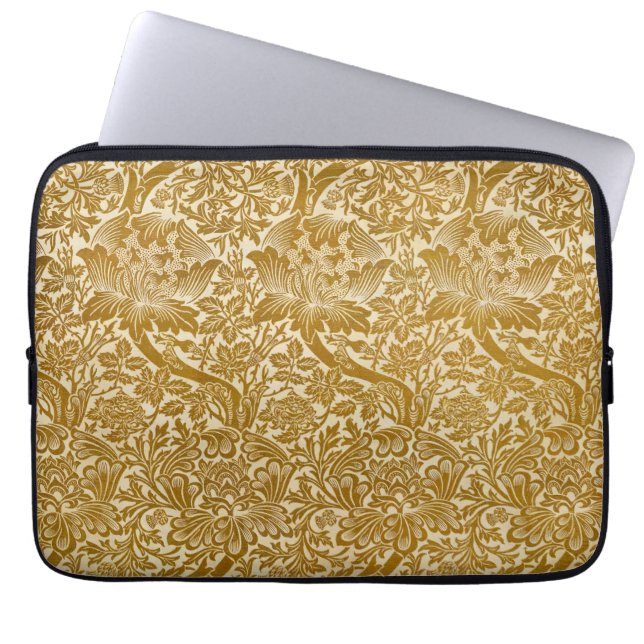 William Morris Rose & Thistle Floral Golden Laptopschutzhülle (Vorderseite)