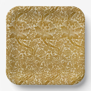 William Morris Rose & Thistle Floral Golden Pappteller