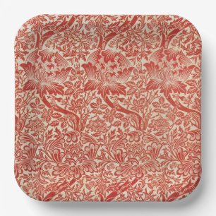 William Morris Rose & Thistle Floral Red Pappteller
