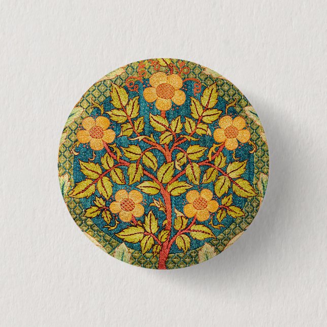 William Morris Rose Wreath: Klassische Künste und  Button (Vorderseite)